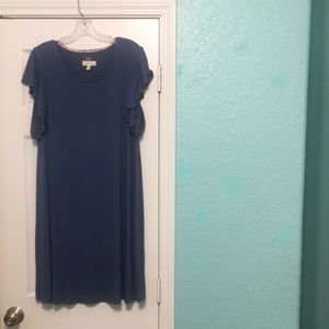 Blue dress,knee length, short sleeve
